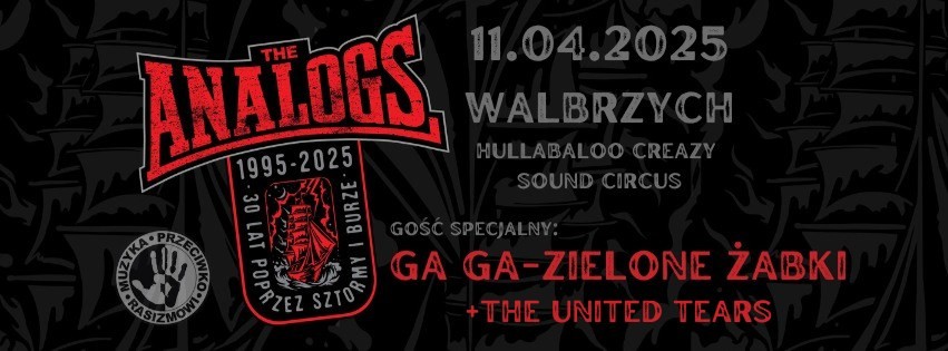 MUZYKA PRZECIWKO RASIZMOWI: KONCERT ZESPOŁÓW THE ANALOGS, GA-GA ZIELONE ŻABKI I THE UNITED TEARS
