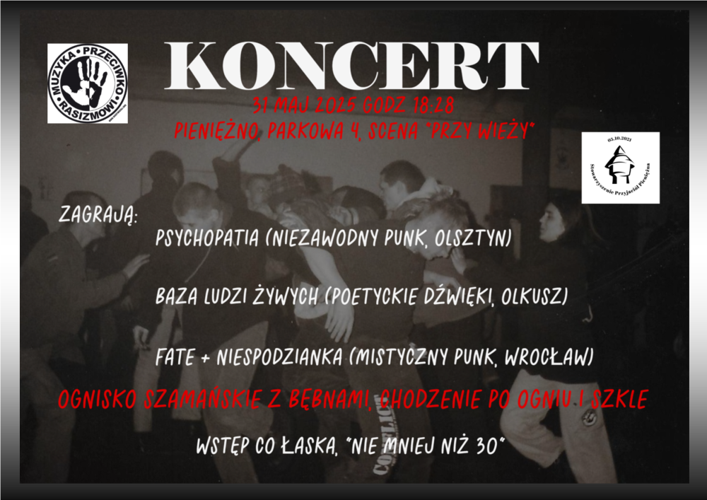 MUZYKA PRZECIWKO RASIZMOWI: KONCERT ZESPOŁÓW PSYCHOPATIA, BAZA LUDZI ŻYWYCH I FATE