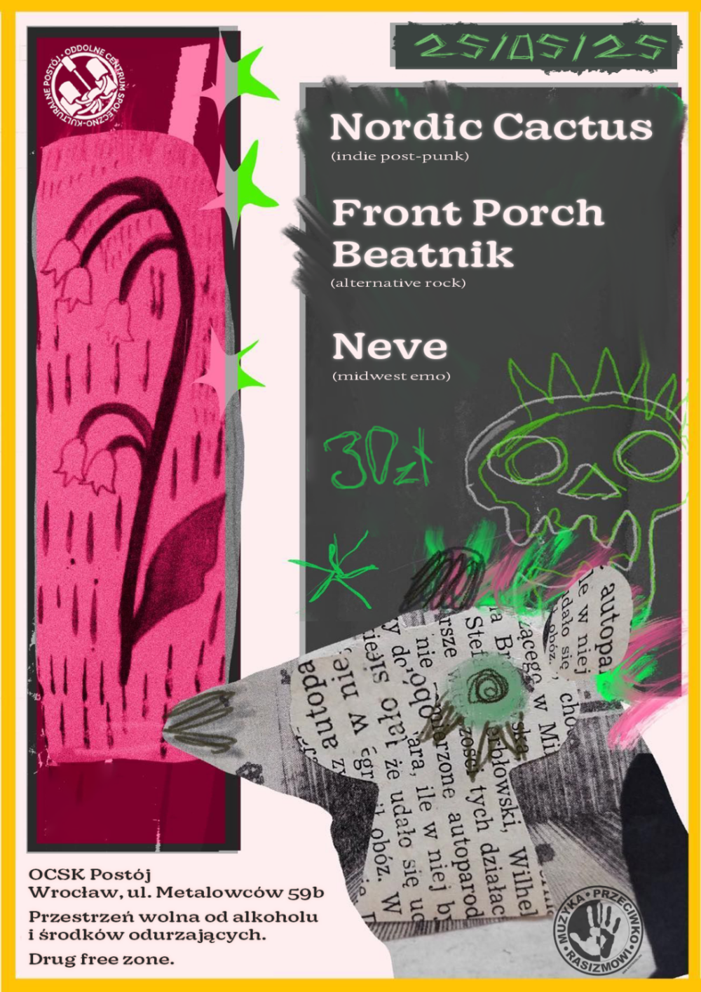 MUZYKA PRZECIWKO RASIZMOWI: KONCERT NORDIC CACTUS, FRONT PORCH BEATNIK, NEVE